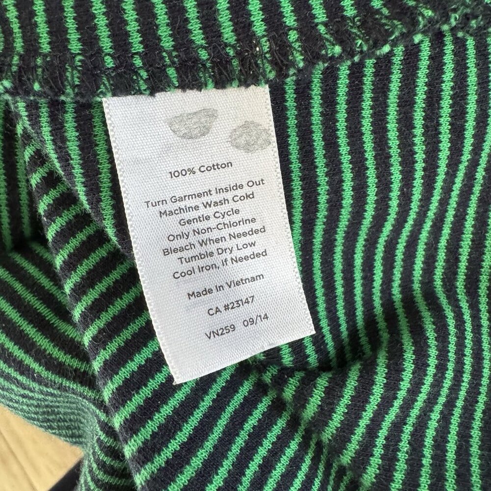 Talbots Shirt Dress XL Striped Green Blue Nautical Zipper Boatneck Cotton Beach - Picture 7 of 8